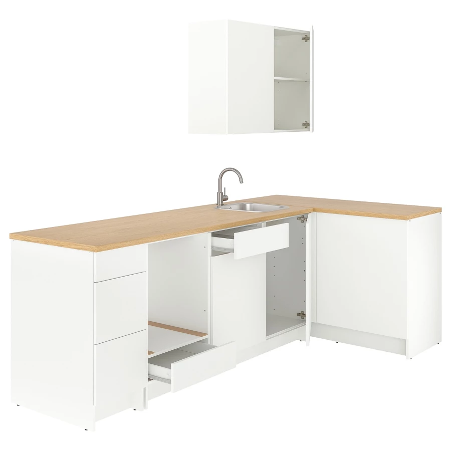 Угловая кухонная комбинация - IKEA KNOXHULT/ КНОКСХУЛЬТ ИКЕА, 285x122x220 см, белый (изображение №1)