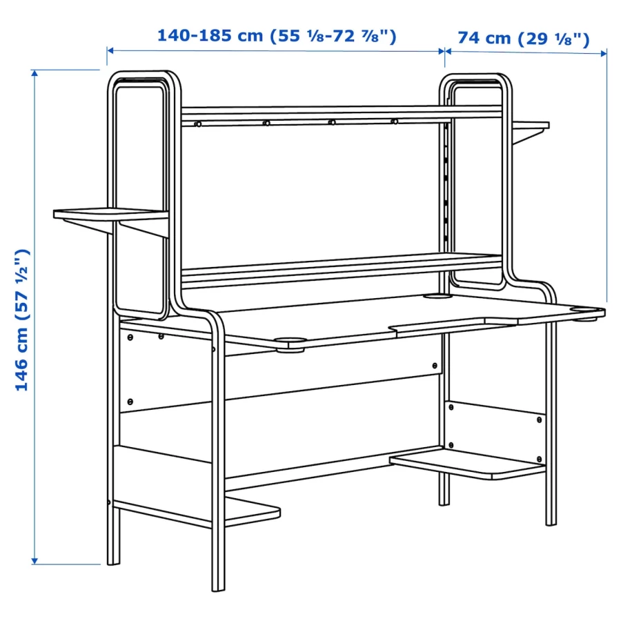 Игровой стол - IKEA FREDDE/ФРЕДДЕ ИКЕА, 146х140/185х74 см, черный (изображение №9)