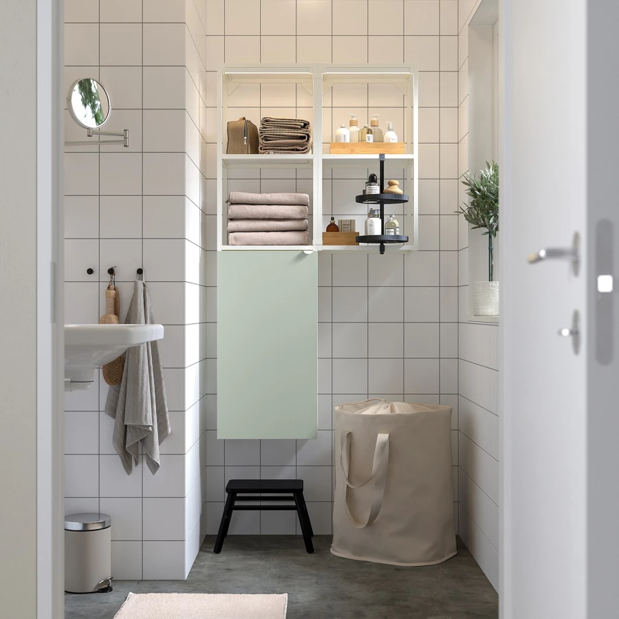 Комбинация для ванной - IKEA ENHET, 80х32х150 см, белый/светло-зеленый, ЭНХЕТ ИКЕА (изображение №5)