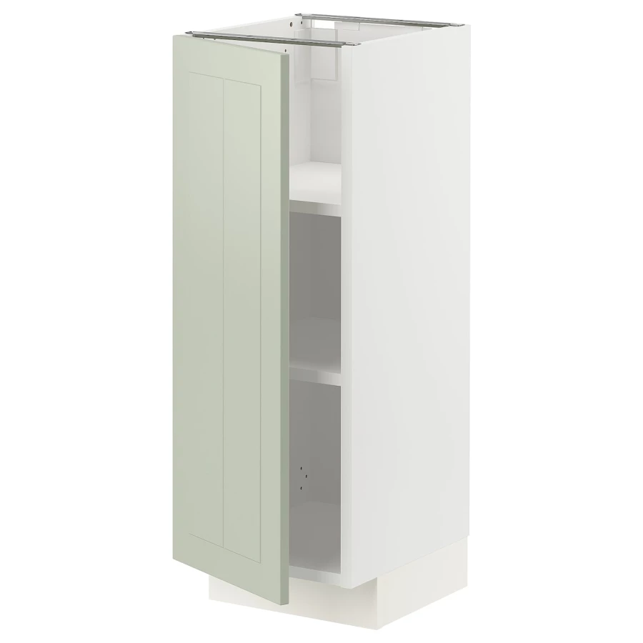 Напольный кухонный шкаф - IKEA METOD, 88x39x30см, белый/светло-зеленый, МЕТОД ИКЕА (изображение №1)