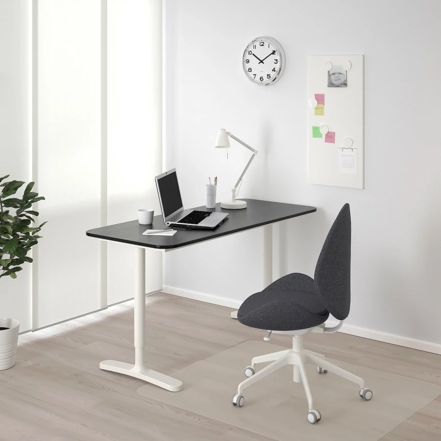 Письменный стол - IKEA BEKANT, 140х60х65-85 см, черный/белый, БЕКАНТ ИКЕА (изображение №2)