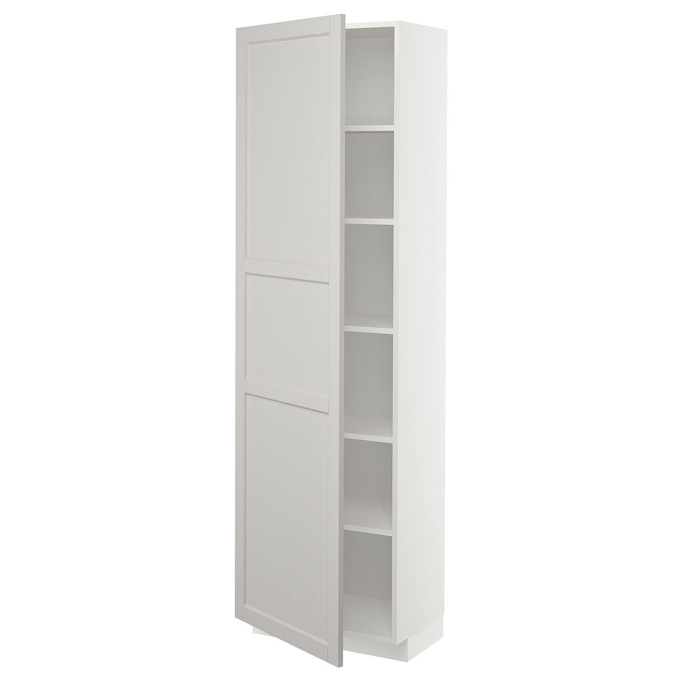Высокий кухонный шкаф с полками - IKEA METOD/МЕТОД ИКЕА, 200х37х60 см, белый/серый