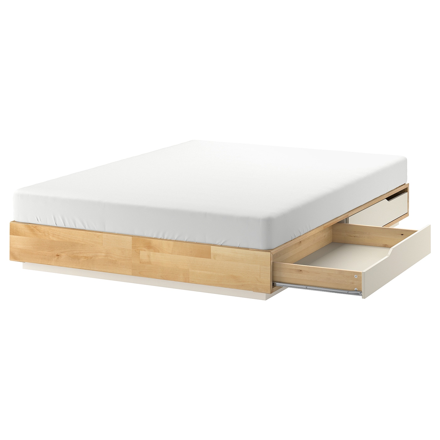 Основание двуспальной кровати с выдвижными ящиками - IKEA MANDAL, 200х160 см, береза/белый, МАНДАЛЬ ИКЕА