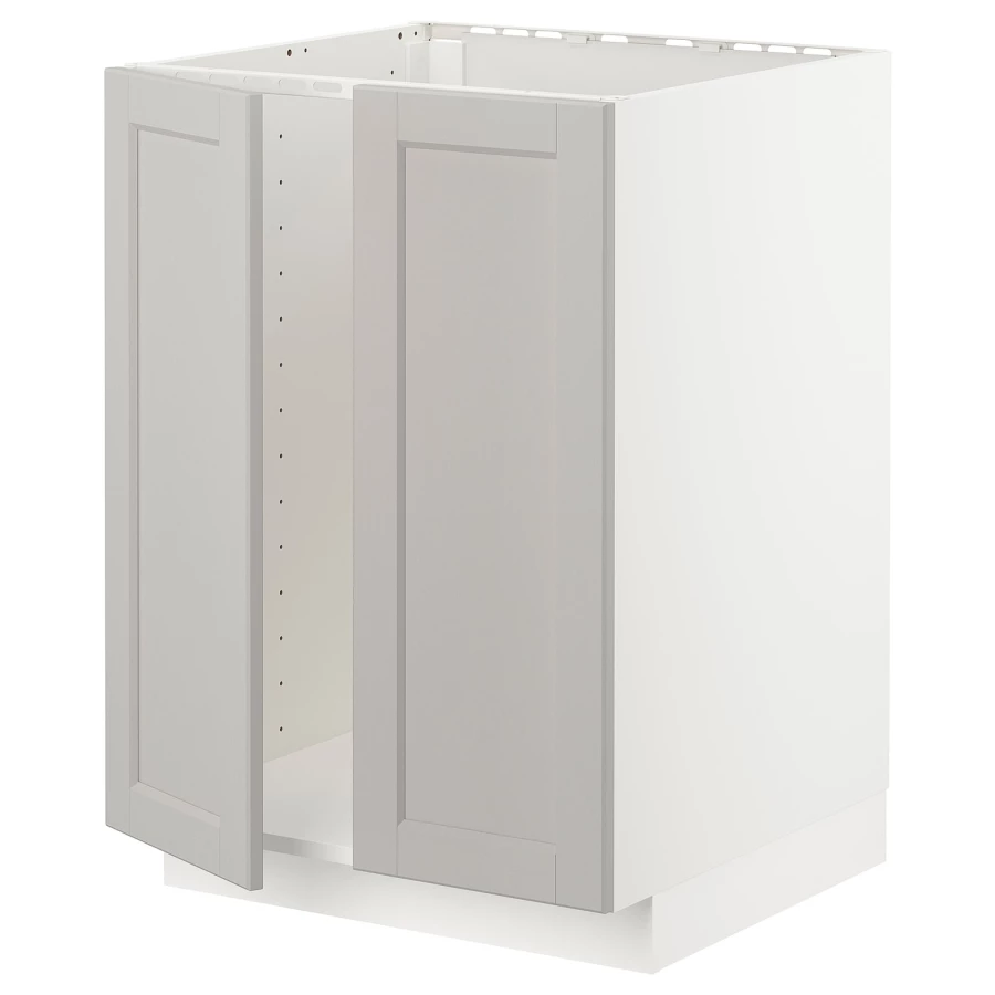 Шкаф под раковину/2 дверцы - METOD IKEA/ МЕТОД ИКЕА, 88х60 см. белый/серый (изображение №1)