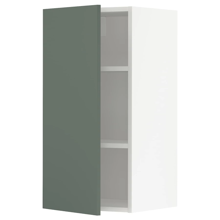 Навесной шкаф с полкой - METOD IKEA/ МЕТОД ИКЕА, 80х40 см, белый/темно-зеленый (изображение №1)
