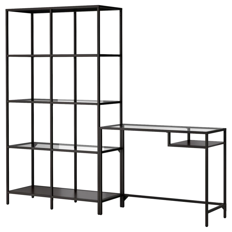 Книжный шкаф - VITTSJÖ /VITTSJO IKEA/ ВИТШЕ ИКЕА,   200х36 см, черный (изображение №1)