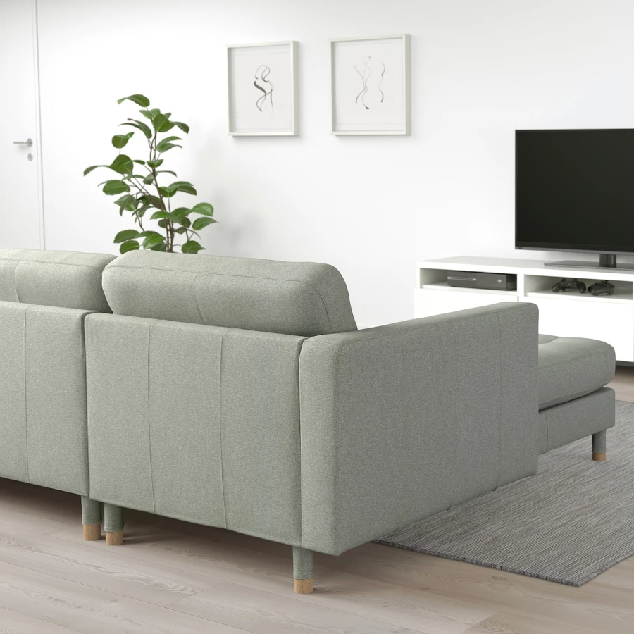 3-местный диван с шезлонгом - IKEA LANDSKRONA, 89x240см, светло-серый, ЛАНДСКРУНА ИКЕА (изображение №6)