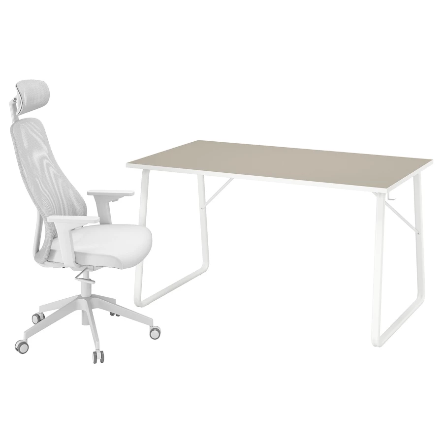 Игровой стол и стул - IKEA HUVUDSPELARE / MATCHSPEL, белый/бежевый, ХУВУДСПЕЛАРЕ/МАТЧСПЕЛ ИКЕА (изображение №1)