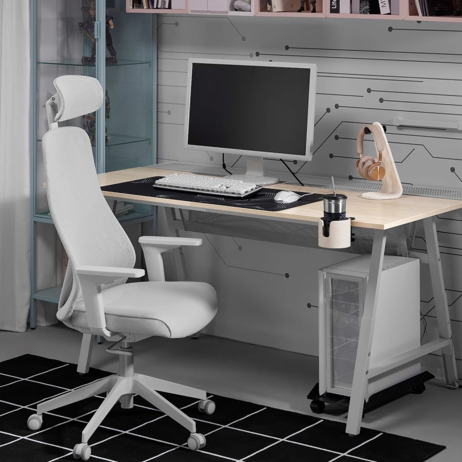Игровой стол и стул - IKEA UTESPELARE / MATCHSPEL, серый/белый/бежевый, УТЕСПЕЛАРЕ/МАТЧСПЕЛ ИКЕА (изображение №2)