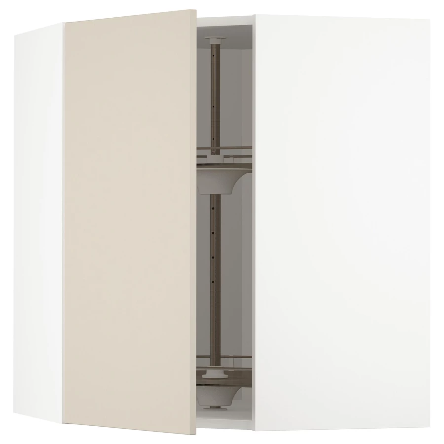 Угловой навесной шкаф с каруселью - METOD  IKEA/  МЕТОД ИКЕА, 80х68 см, белый/бежевый (изображение №1)