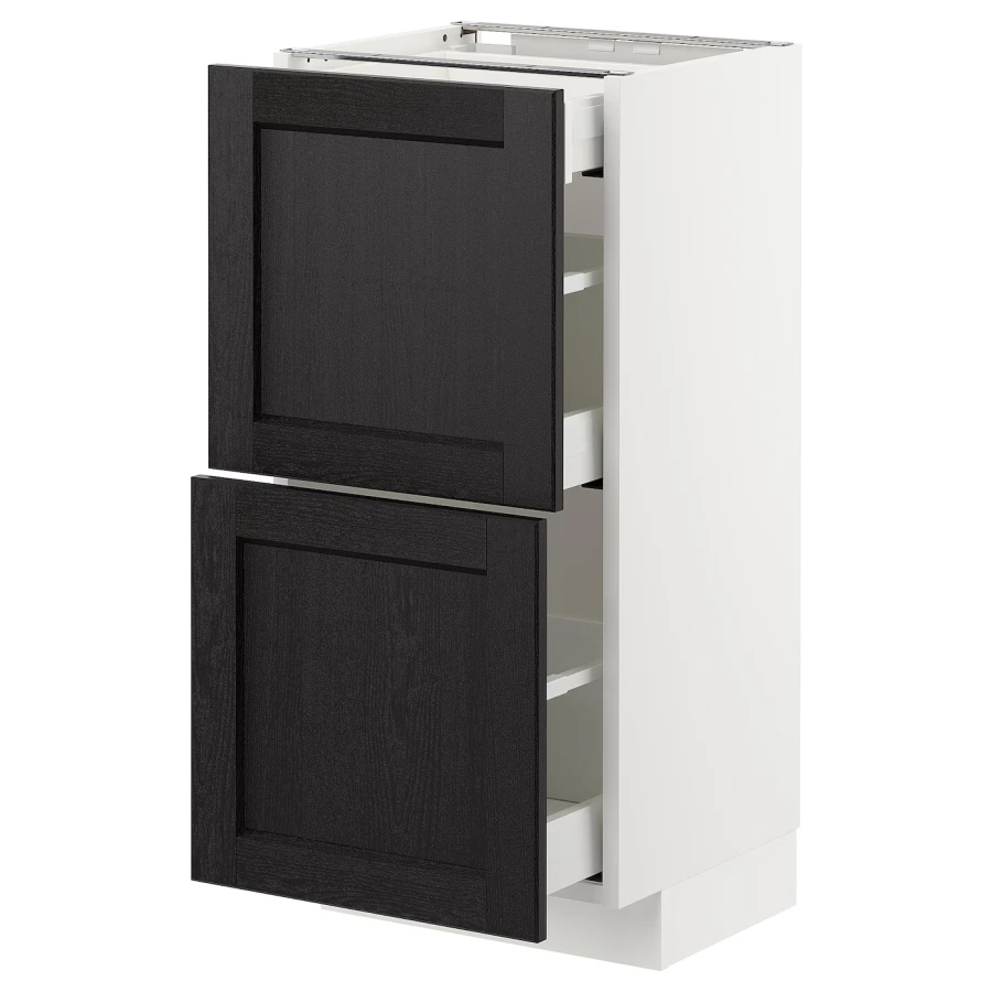 Напольный кухонный шкаф  - IKEA METOD MAXIMERA, 88x39,5x40см, белый/черный, МЕТОД МАКСИМЕРА ИКЕА (изображение №1)