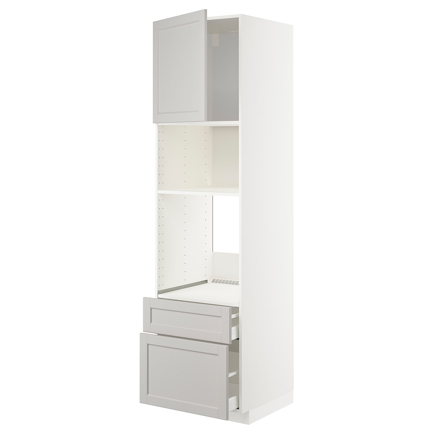 Высокий шкаф - IKEA METOD/MAXIMERA/МЕТОД/МАКСИМЕРА ИКЕА, 220х60х60 см, белый/светло-серый