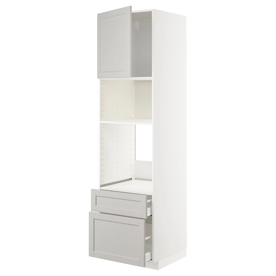 Высокий шкаф - IKEA METOD/MAXIMERA/МЕТОД/МАКСИМЕРА ИКЕА, 220х60х60 см, белый/светло-серый (изображение №1)