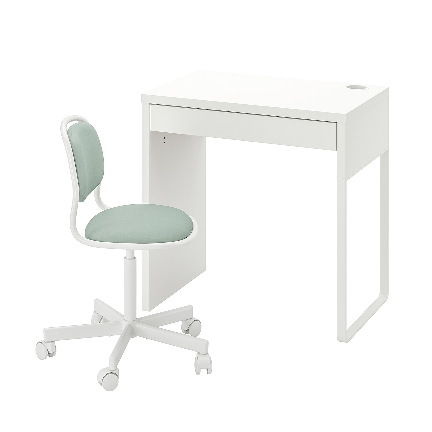 Стол и стул - IKEA MICKE/ÖRFJÄLL/ORFJALL, белый/светло-зеленый, МИККЕ/ОРФЬЕЛЛЬ ИКЕА
