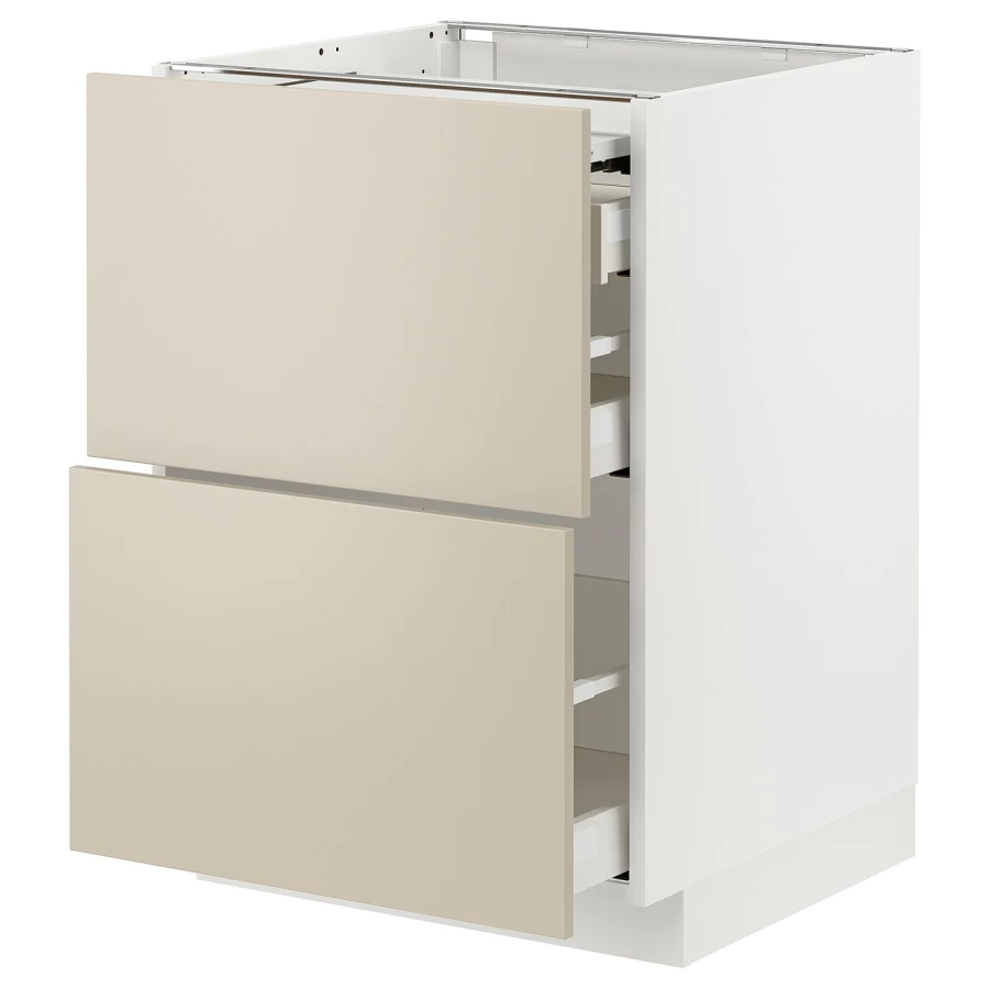 Напольный кухонный шкаф  - IKEA METOD MAXIMERA, 88x62x60см, белый/бежевый, МЕТОД МАКСИМЕРА ИКЕА (изображение №1)