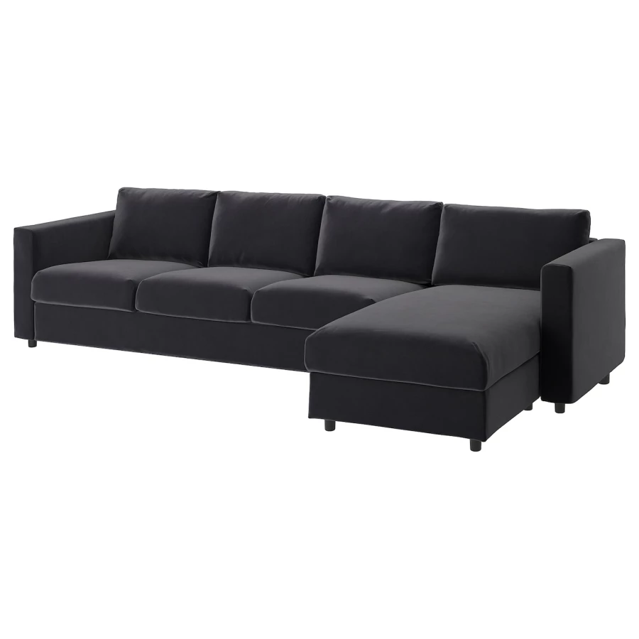 VIMLE Чехол на 4-местный диван с шезлонгом/Дьюпарп темно-серый ИКЕА (изображение №1)