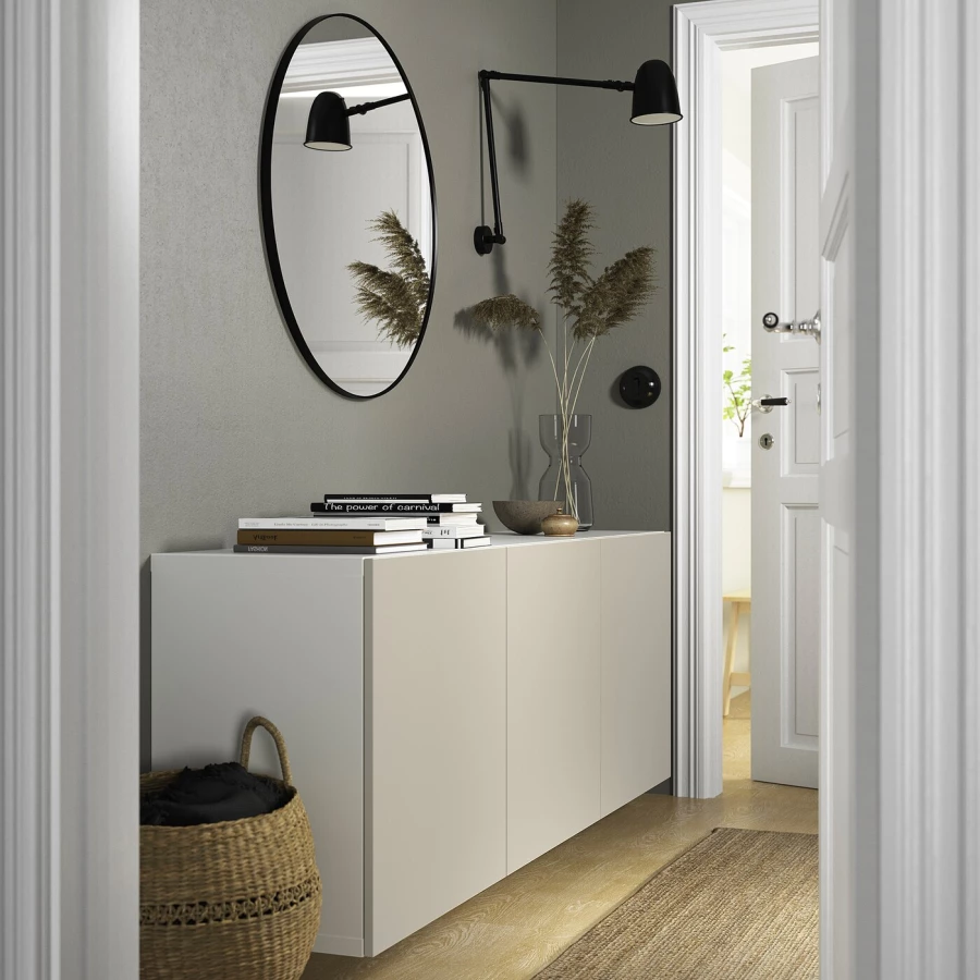 Навесной шкаф - IKEA BESTÅ/BESTA, 180x42x64 см, серый, Бесто ИКЕА (изображение №3)