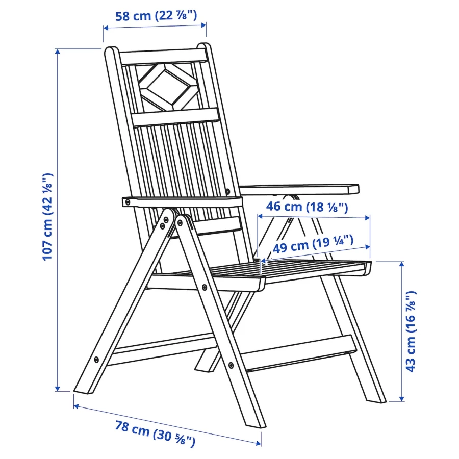 Садовое кресло - BONDHOLMEN IKEA/  БОНДХОЛЬМЕН ИКЕА,  107х58 см, белый (изображение №7)