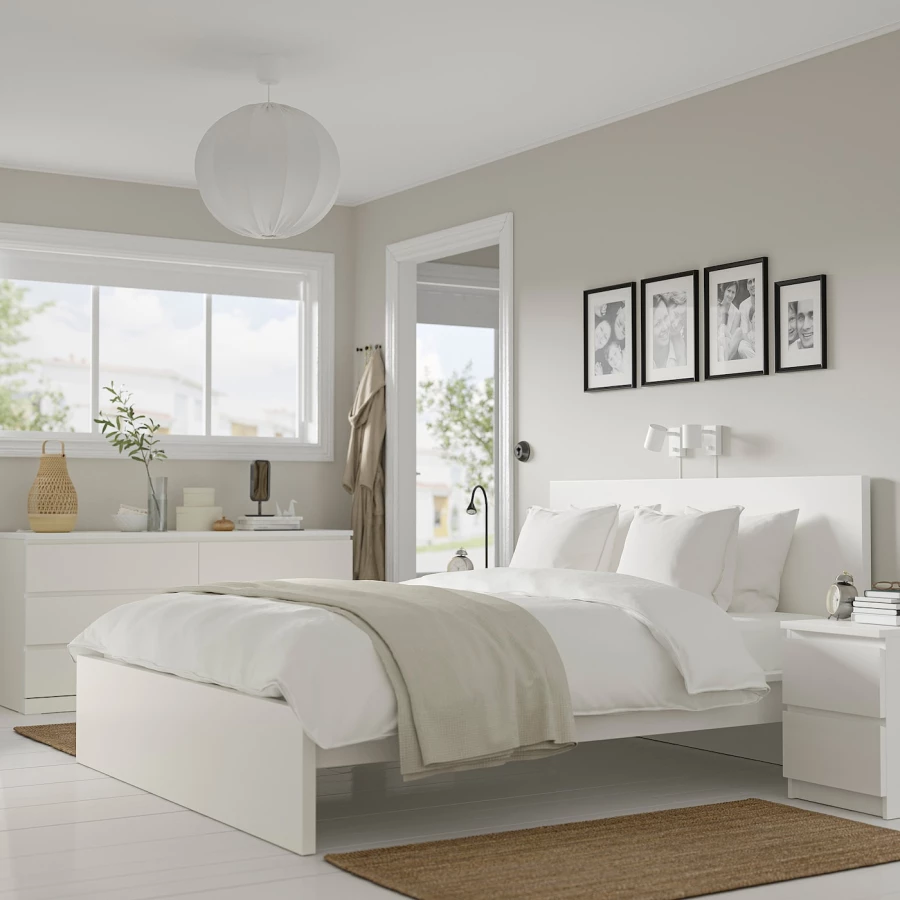 Комплект мебели для спальни - IKEA MALM/LURÖY/LUROY, 160х200см, белый, МАЛЬМ/ЛУРОЙ ИКЕА (изображение №2)