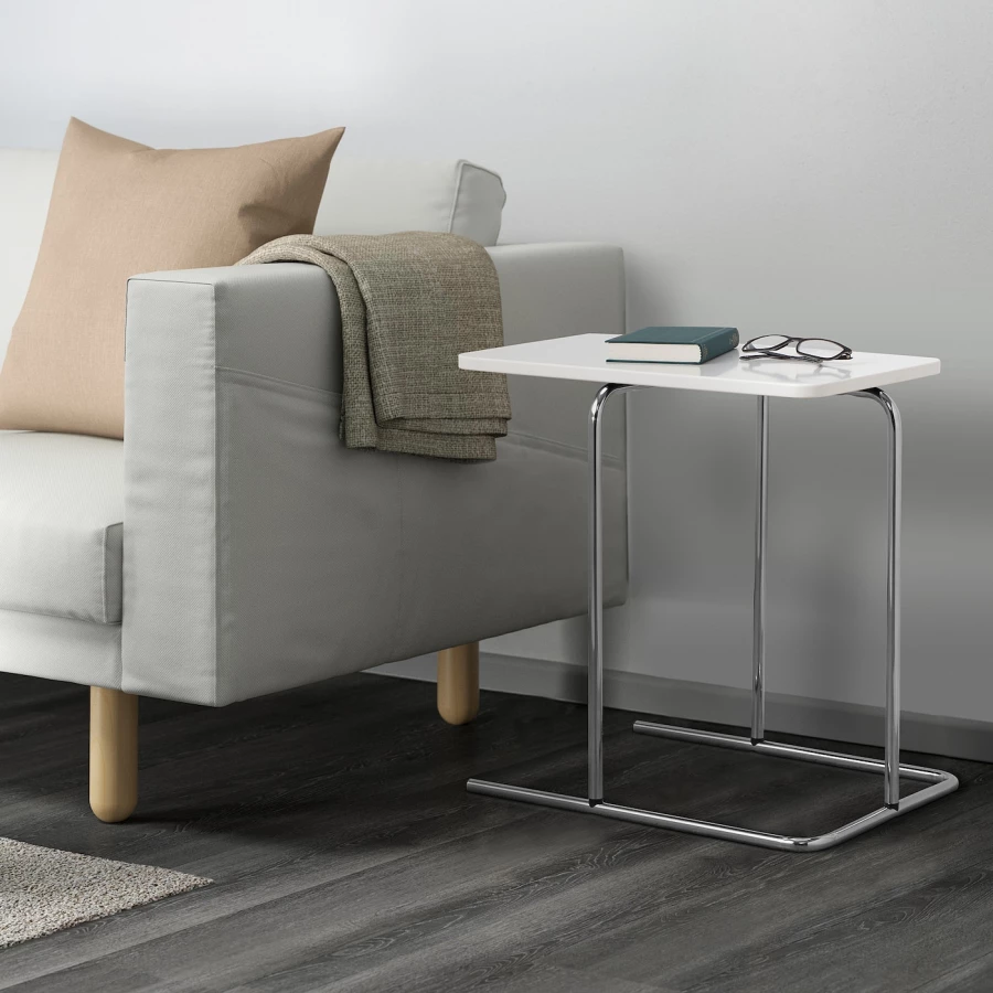 Столик придиванный -  IKEA RIAN/ РИАН ИКЕА, 50х50х30 см, белый (изображение №2)