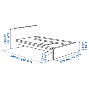 Второе фото. Каркас кровати - IKEA MALM/LÖNSET/LONSET, 200х90 см, под беленый дуб, МАЛЬМ/ЛОНСЕТ ИКЕА
