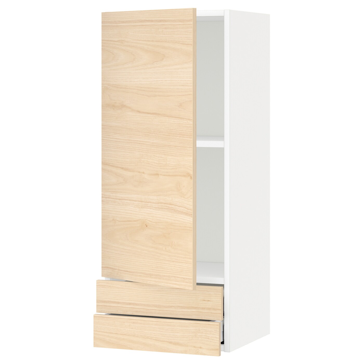 Навесной шкаф с полкой - METOD/MAXIMERA  IKEA/ МЕТОД /МАКСИМЕРА ИКЕА, 100х40 см, белый/под беленый дуб
