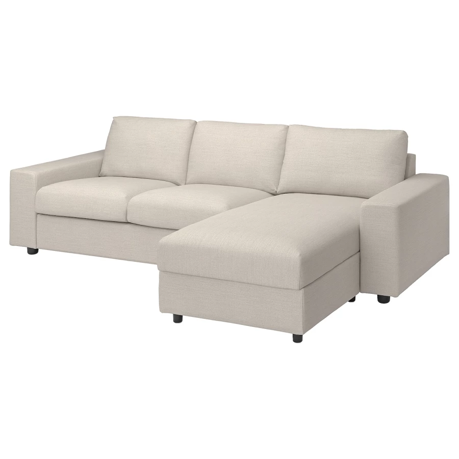 3-местный диван - IKEA VIMLE, 98x266см, бежевый, ВИМЛЕ ИКЕА (изображение №1)