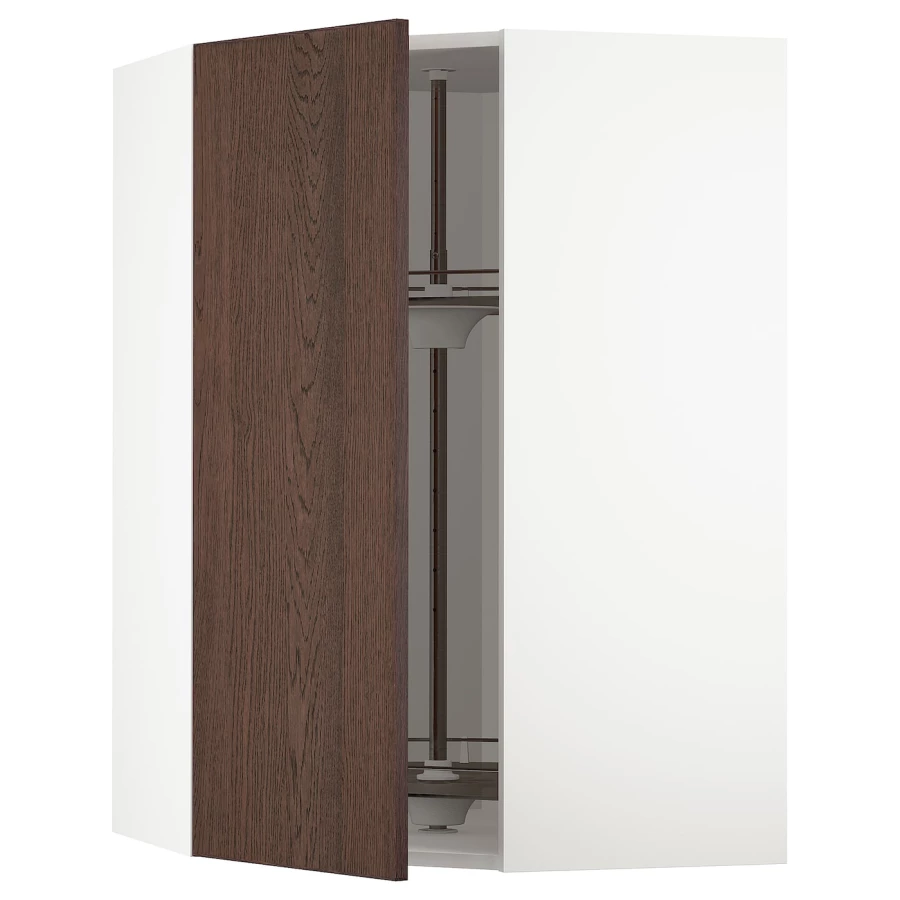 Угловой навесной шкаф с каруселью - METOD  IKEA/  МЕТОД ИКЕА, 100х68 см, белый/коричневый (изображение №1)