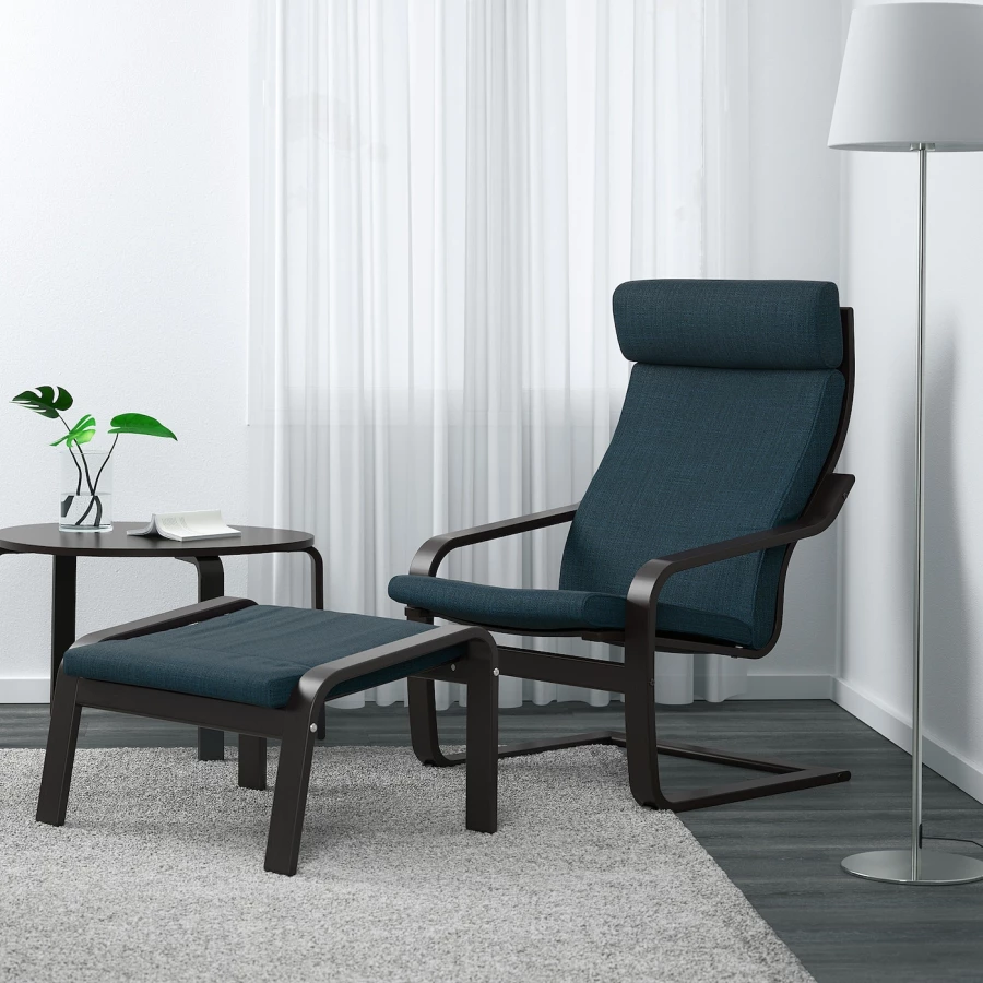 Кресло-качалка - POÄNG / POАNG IKEA/  ПОЭНГ ИКЕА,  72х62 см, синий (изображение №4)