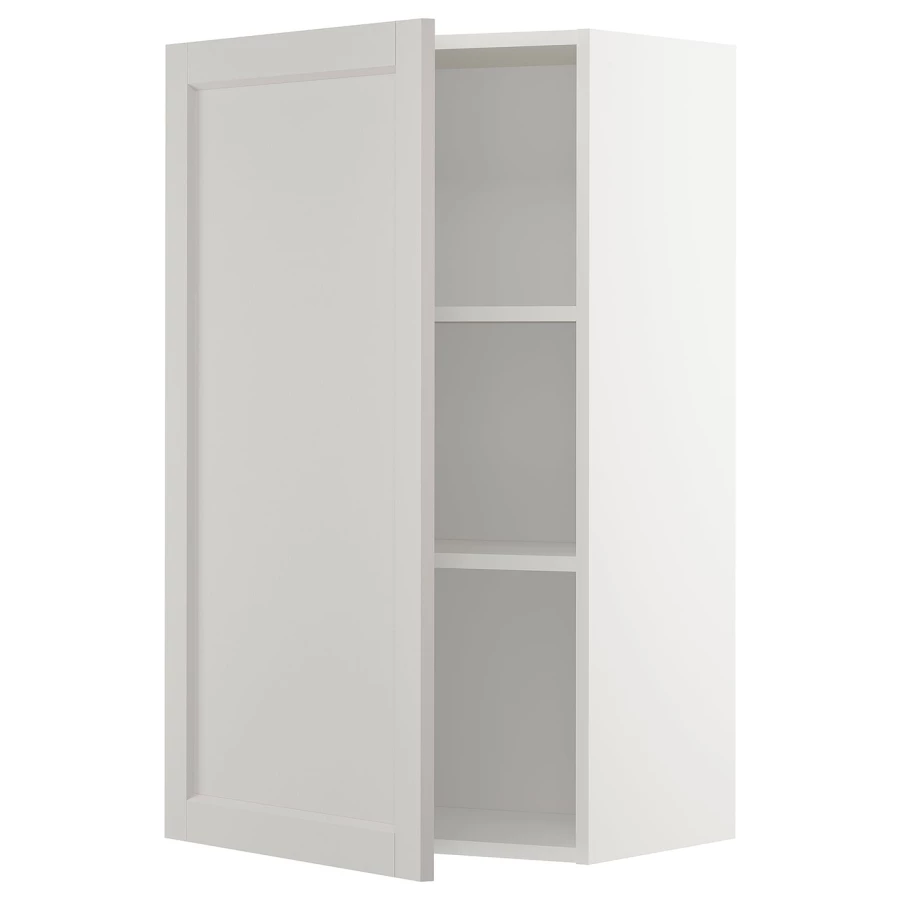 Навесной шкаф с полкой - METOD IKEA/ МЕТОД ИКЕА, 60х100 см, белый/светло-серый (изображение №1)