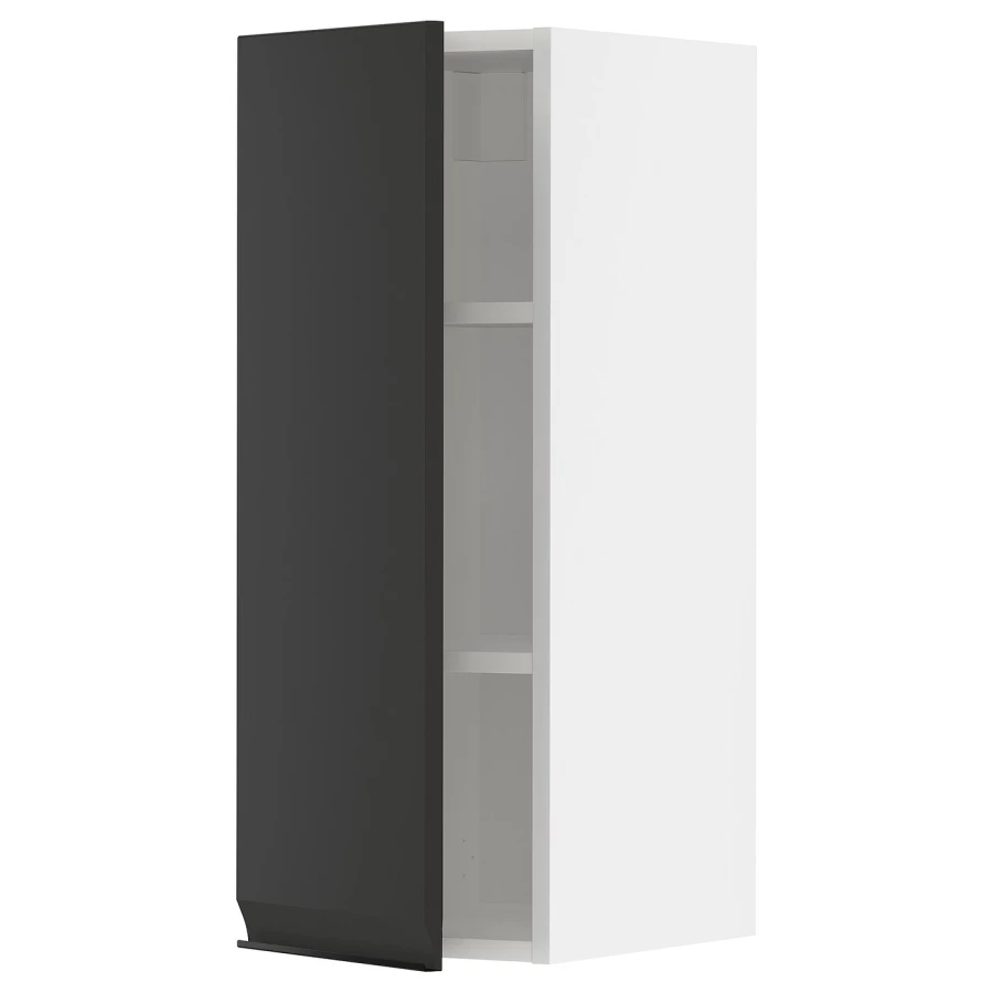 Навесной шкаф с полкой - METOD IKEA/ МЕТОД ИКЕА, 80х30 см, белый/черный (изображение №1)