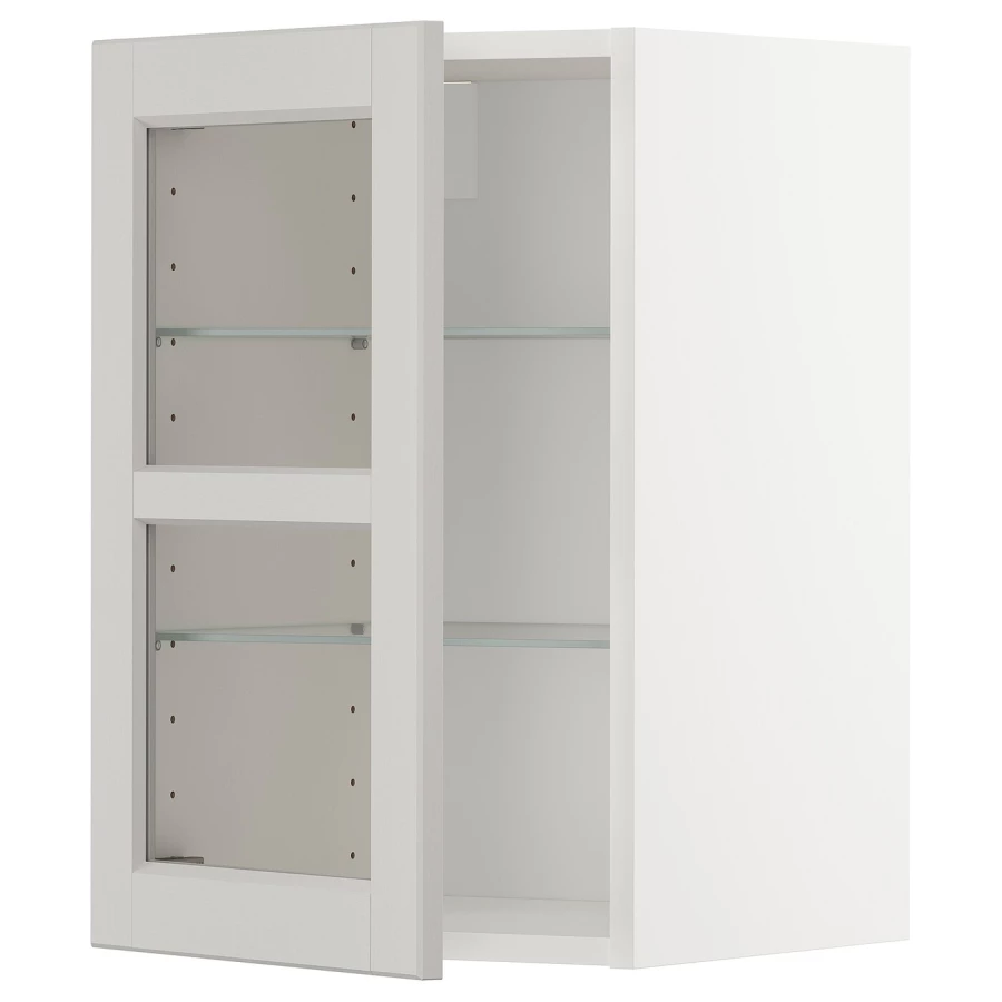 Шкаф со стеклянными дверцами  - METOD  IKEA/  МЕТОД ИКЕА, 60х40 см, белый/светло-серый (изображение №1)