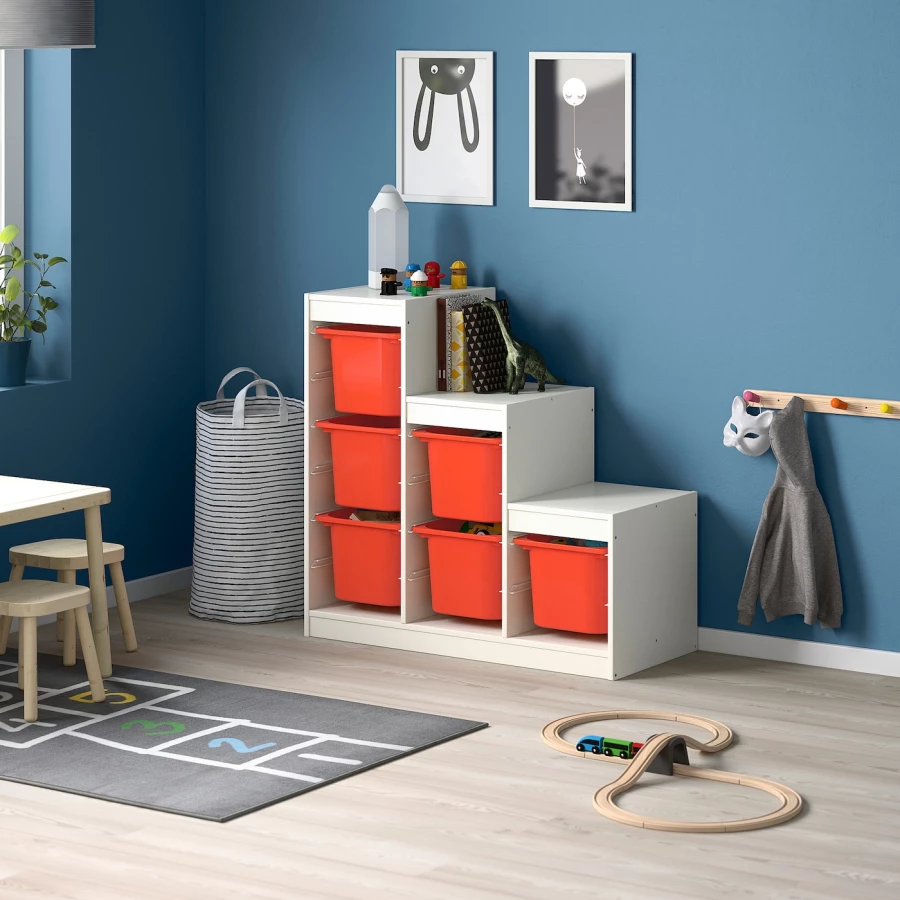 Стеллаж - IKEA TROFAST, 99х44х94 см, белый/оранжевый, ТРУФАСТ ИКЕА (изображение №2)