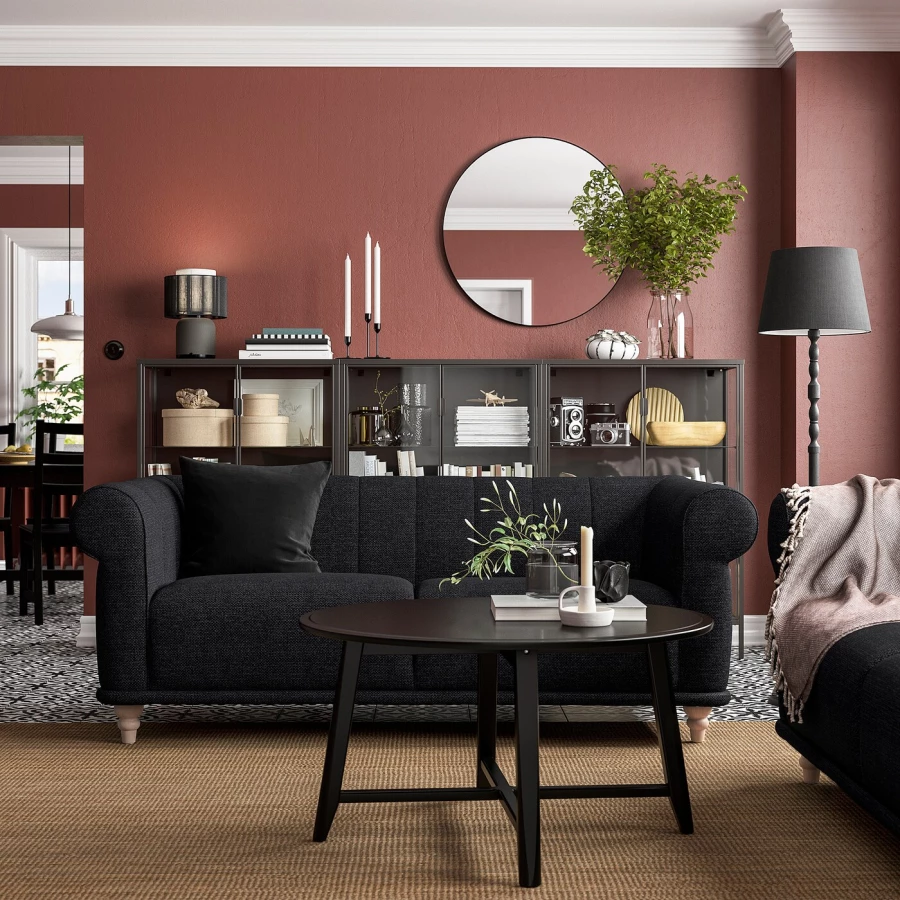 2-местный диван - IKEA VISKAFORS,  74x90x194см, черный, ВИСКАФОРС ИКЕА (изображение №2)