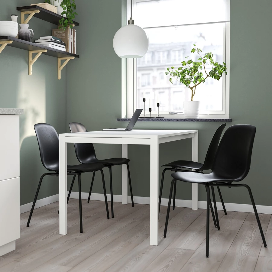 Кухонный стол - MELLTORP/LIDÅS IKEA/МЕЛЛЬТОРП /ЛИДОС ИКЕА, 125х75х74 см, белый/черный (изображение №2)