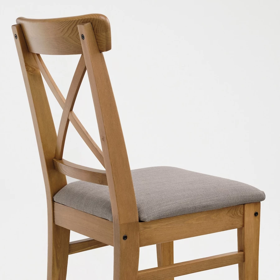 Стул деревянный с мягким сиденьем - IKEA INGOLF/ИНГОЛЬФ ИКЕА, 91х43х53 см,   коричневый (изображение №6)