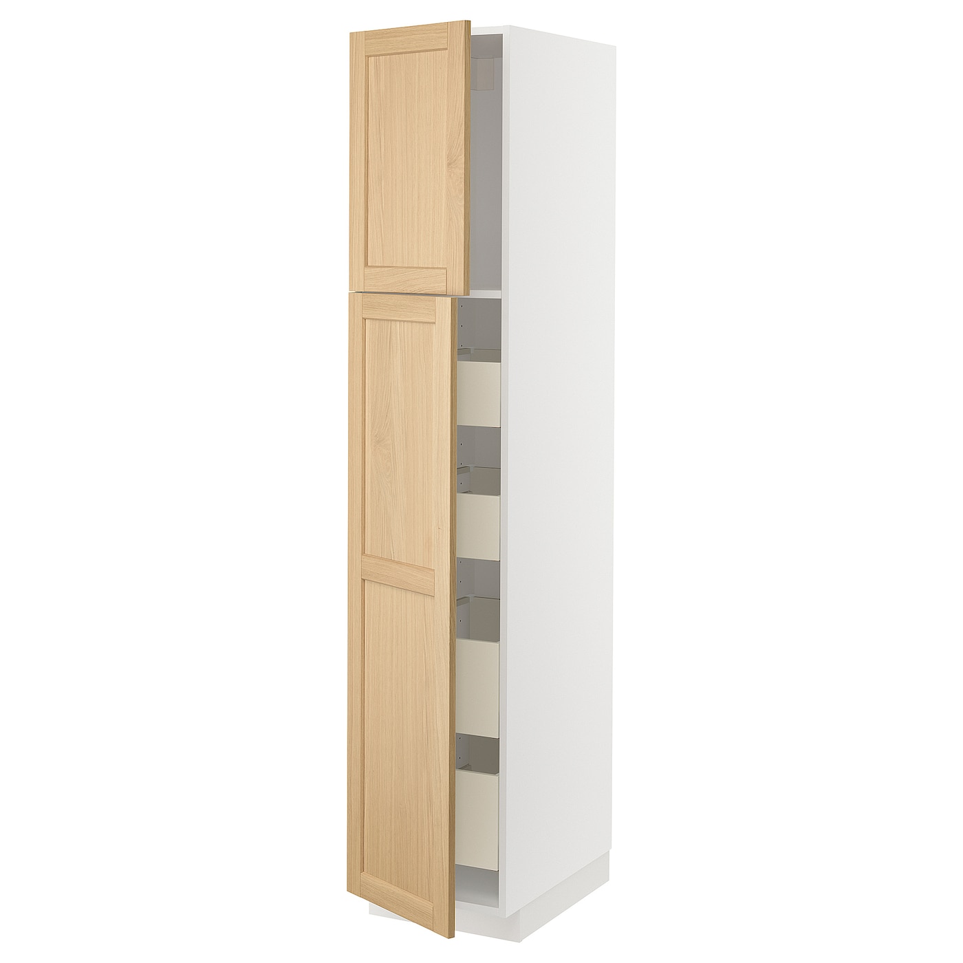 Высокий шкаф с ящиками - IKEA METOD/MAXIMERA/МЕТОД/МАКСИМЕРА ИКЕА, 200х60х40 см, белый/светло-коричневый