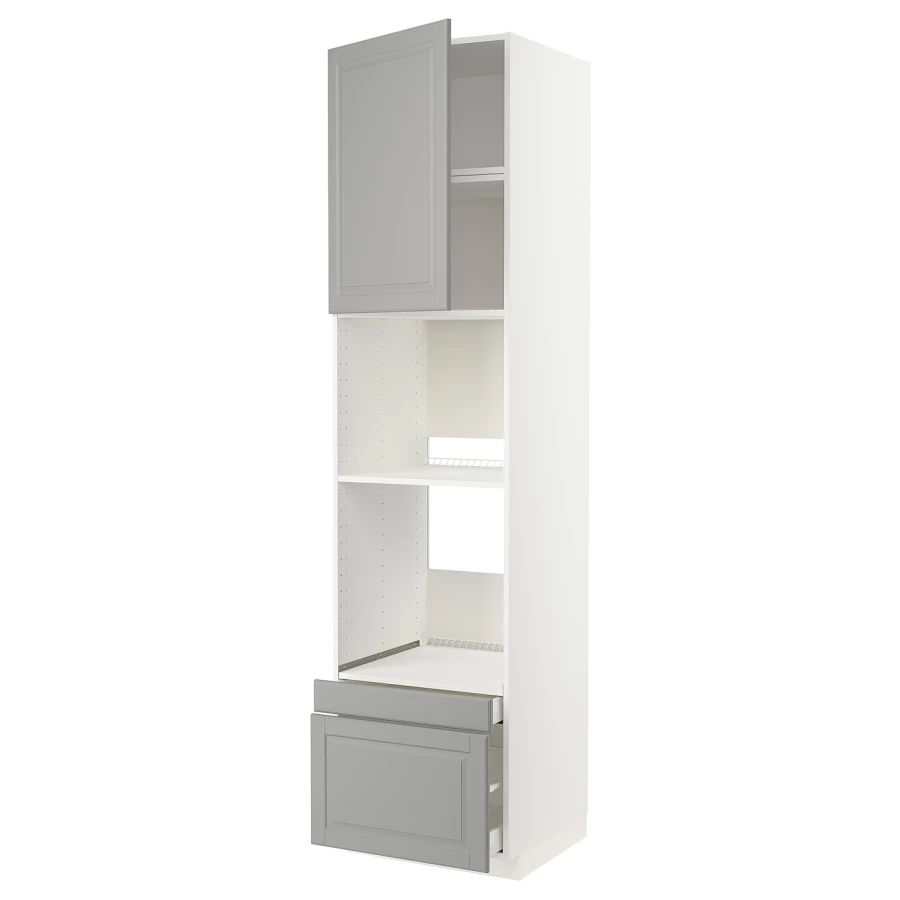 Высокий шкаф с ящиками - IKEA METOD/MAXIMERA/МЕТОД/МАКСИМЕРА ИКЕА, 240х60х60 см, белый/серый (изображение №1)