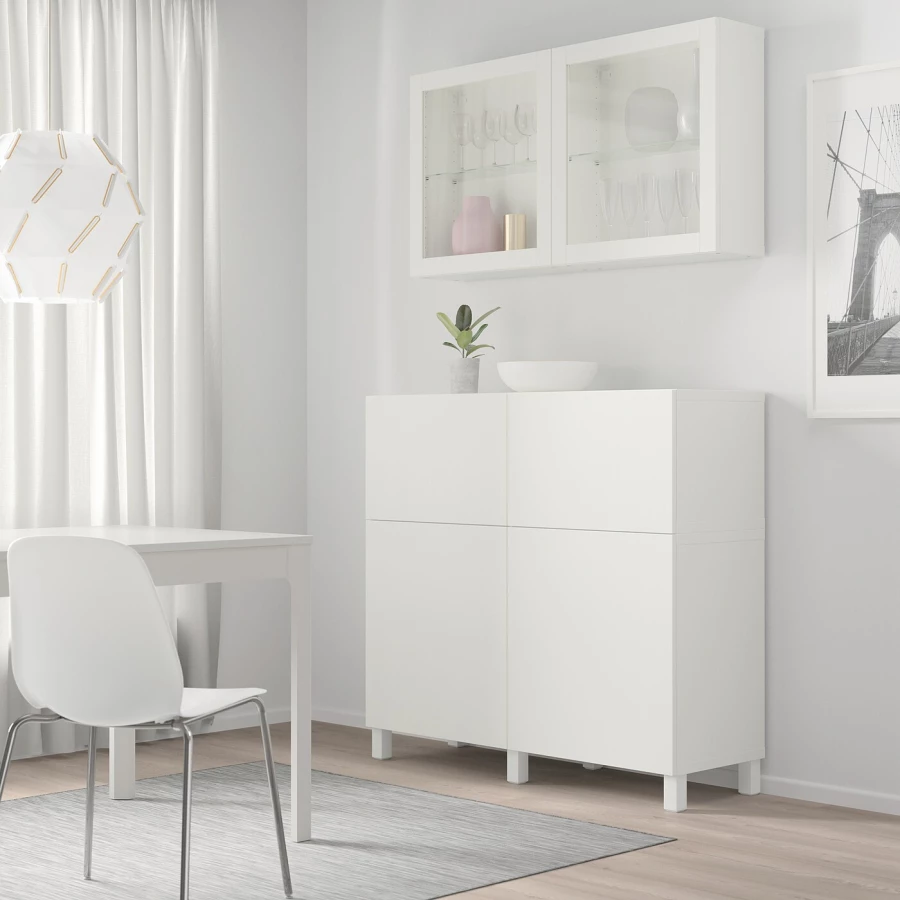 Комбинация для хранения - IKEA BESTÅ/BESTA/ БЕСТА /БЕСТО ИКЕА, 120x42x213 см, белый, (изображение №6)