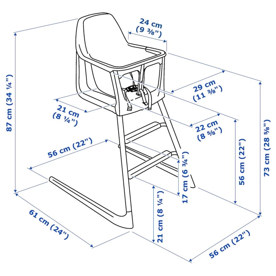 Стульчик для кормления - IKEA LANGUR/ЛАНГУР ИКЕА, 87х56 см,  белый (изображение №8)