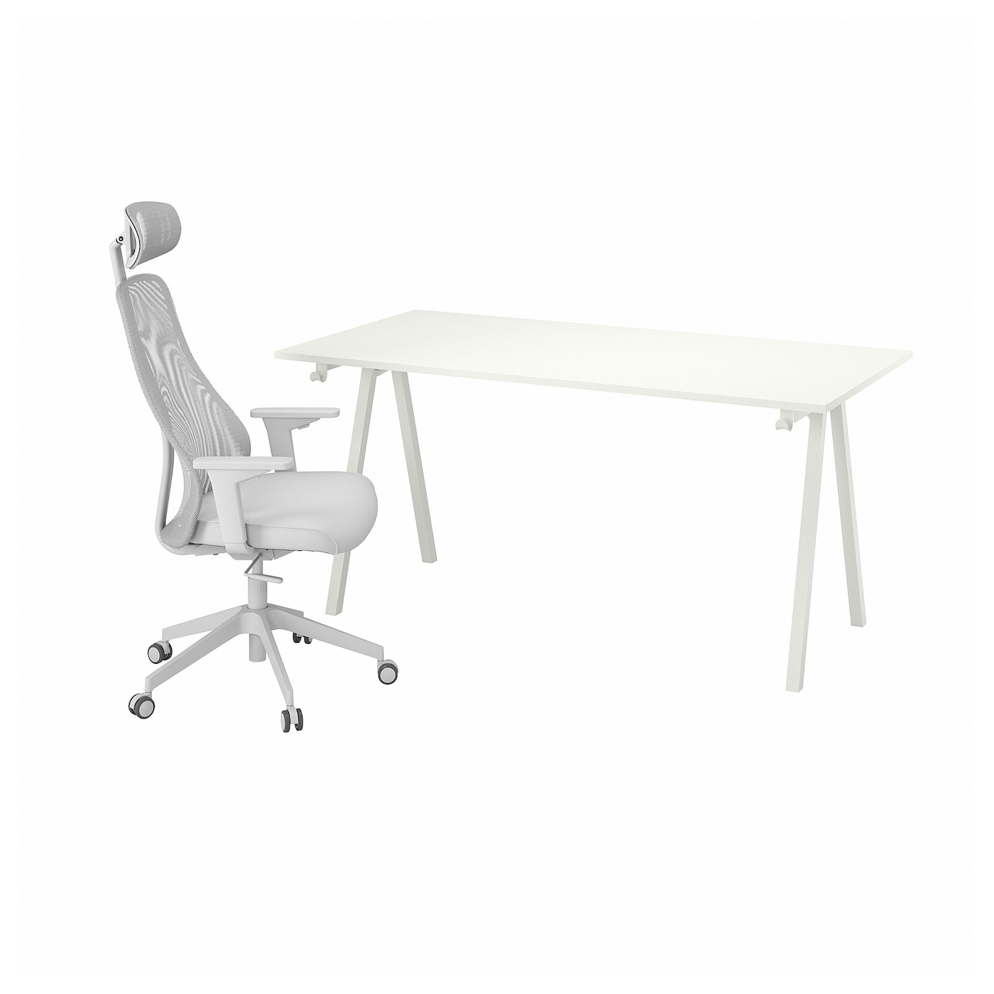 Стол и стул - IKEA TROTTEN / MATCHSPEL, белый/серый, ТРОТТЕН/МАТЧСПЕЛ ИКЕА