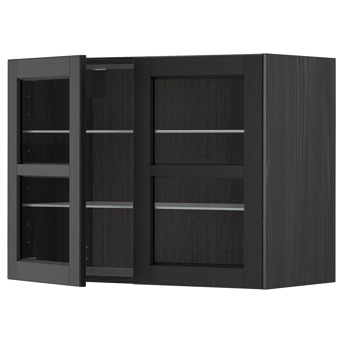 Шкаф и 2 стеклянные двери -  METOD IKEA/ МЕТОД ИКЕА, 80х60 см, черный