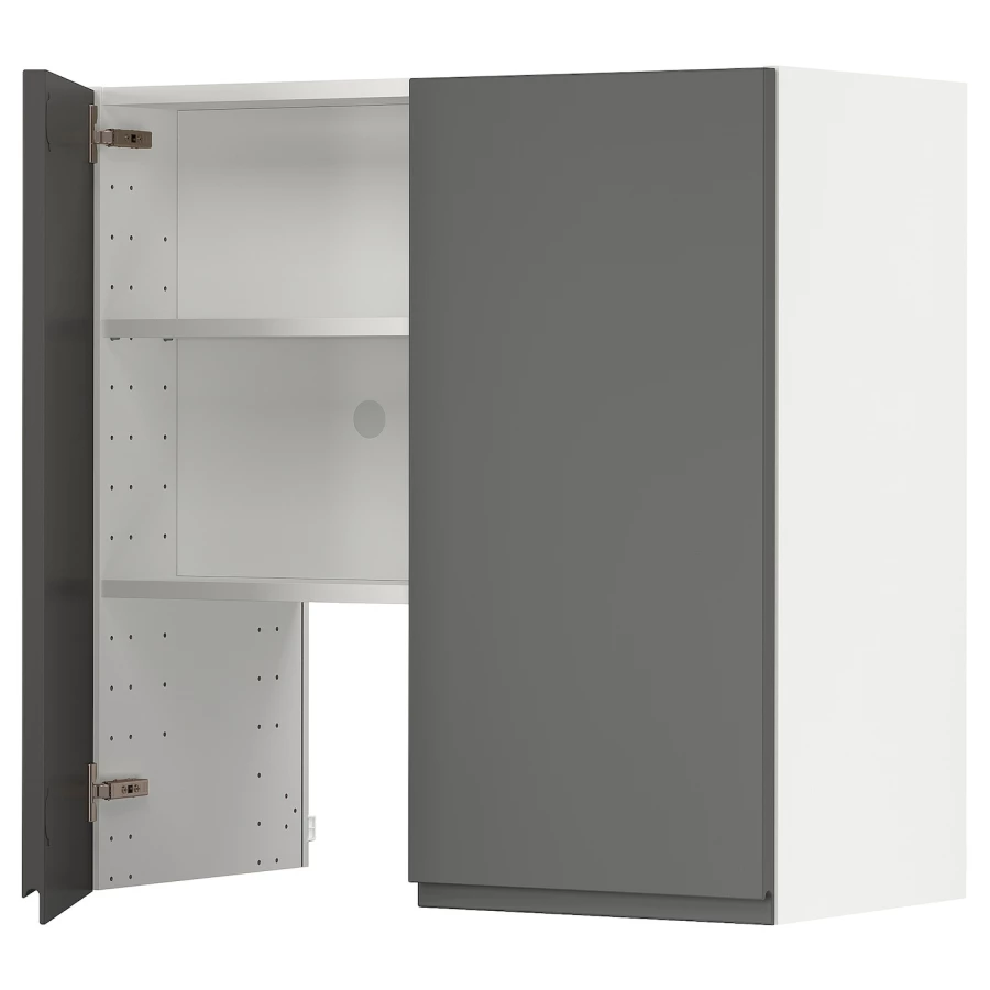 Навесной шкаф с полкой - METOD IKEA/ МЕТОД ИКЕА, 80х80 см, белый/серый (изображение №1)