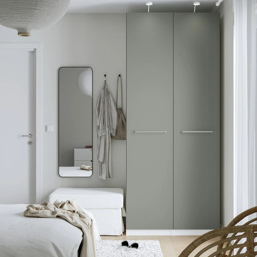 Шкаф - IKEA PAX/REINSVOLL/ПАКС/РЕИНСВОЛЛ ИКЕА, 60х100х236,4 см, белый/темно-серый (изображение №2)