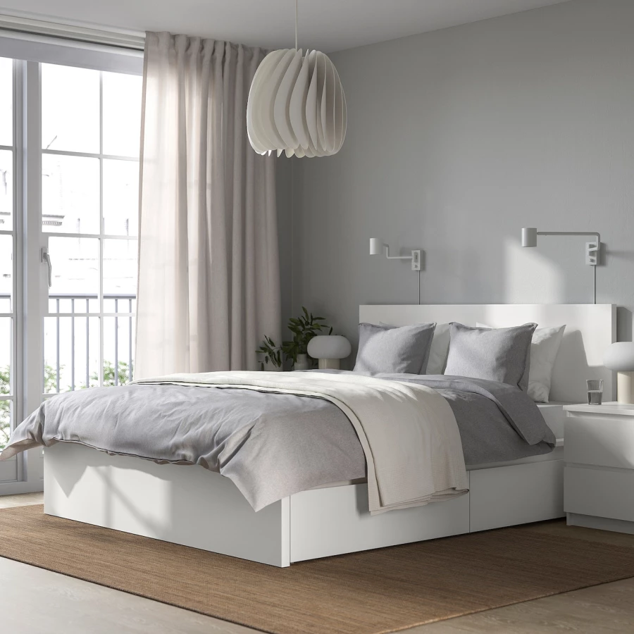 Каркас кровати с 2 ящиками для хранения - IKEA MALM/LINDBАDEN/LINDBÅDEN, 140х200 см, белый МАЛЬМ/ЛИНДБАДЕН ИКЕА (изображение №4)