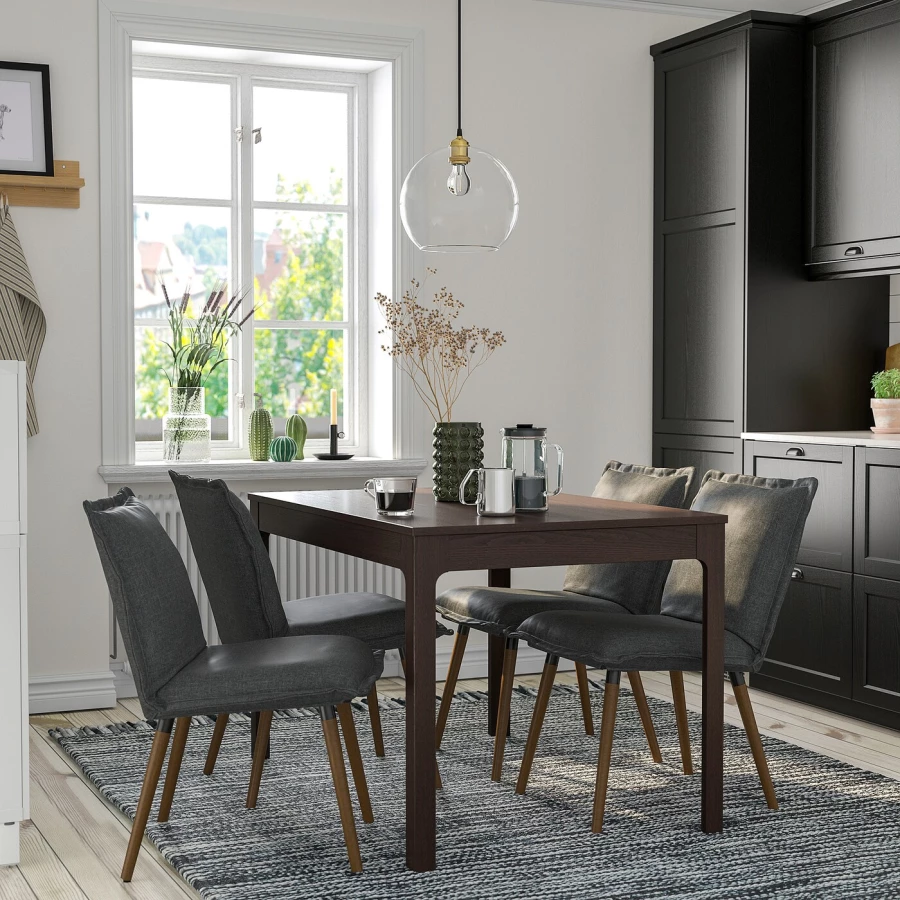 Стол и  стула - IKEA EKEDALEN/KLINTEN/ ЭКЕДАЛЕН/КЛИНТЕН ИКЕА, 120х180х80 см, темно-коричневый/темно-серый (изображение №2)