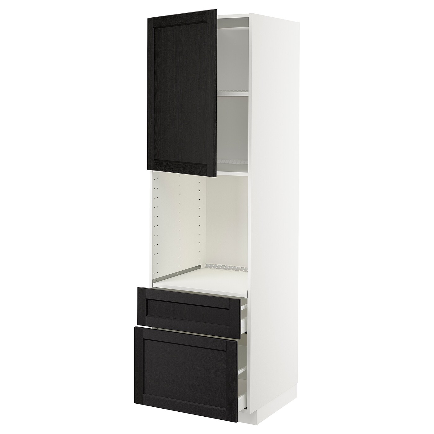 Кухонный шкаф-пенал - IKEA METOD/MAXIMERA/МЕТОД/МАКСМЕРА ИКЕА, 200х60х60 см, черный/белый