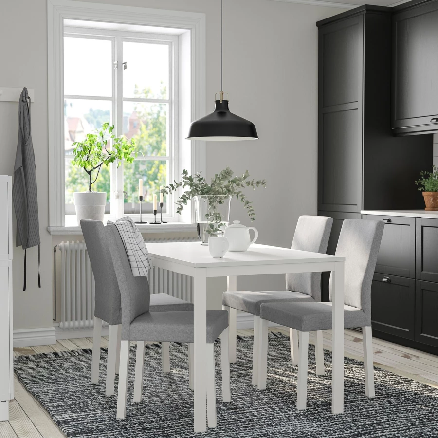 Стол и 4 стула - VANGSTA / KÄTTIL IKEA/ ВАНГСТА/КЕТТИЛЬ ИКЕА, 180/120 см, белый/серый (изображение №2)