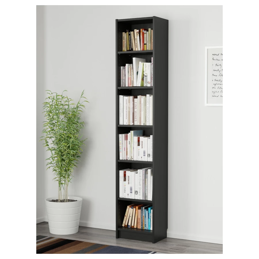 Открытый книжный шкаф - BILLY IKEA/БИЛЛИ ИКЕА, 28х40х202 см, черный (изображение №2)