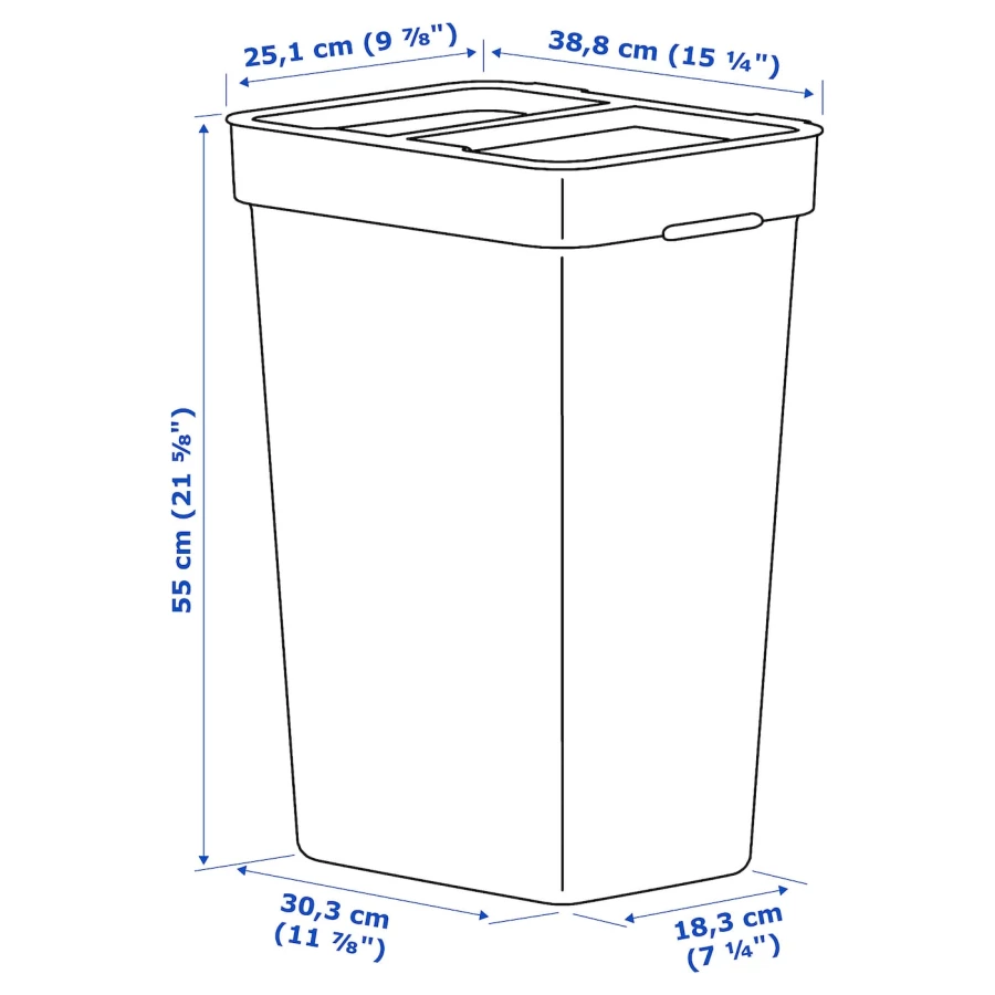 Контейнер для сортировки мусора - IKEA HÅLLBAR/HALLBAR, 35л, белый, ХОЛЛБАР ИКЕА (изображение №6)